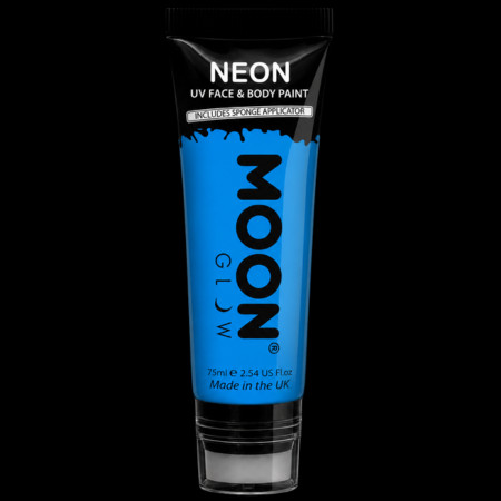 Maquillage fluo UV avec applicateur éponge - 75 ml - Bleu